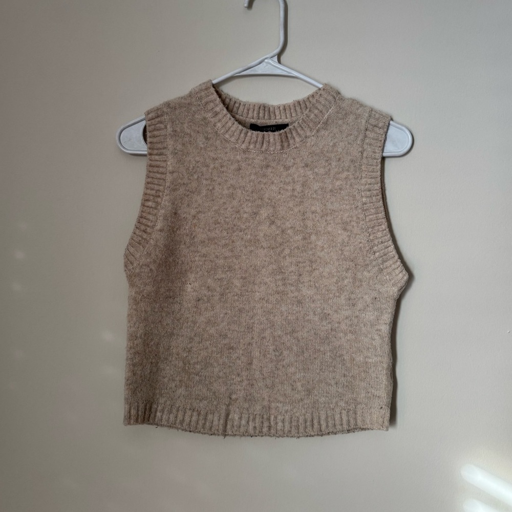 Forever 21 Cream Knit Sweater Vest